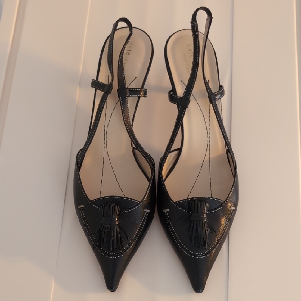 Kate Spade Black Pointed Toe Slingback Heels